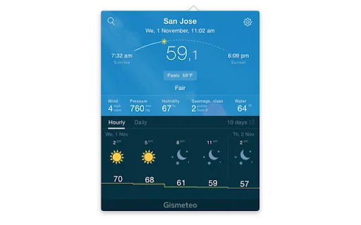 I-download ang Gismeteo: Tumpak na Weather Forecast sa Browser - Screenshot 1